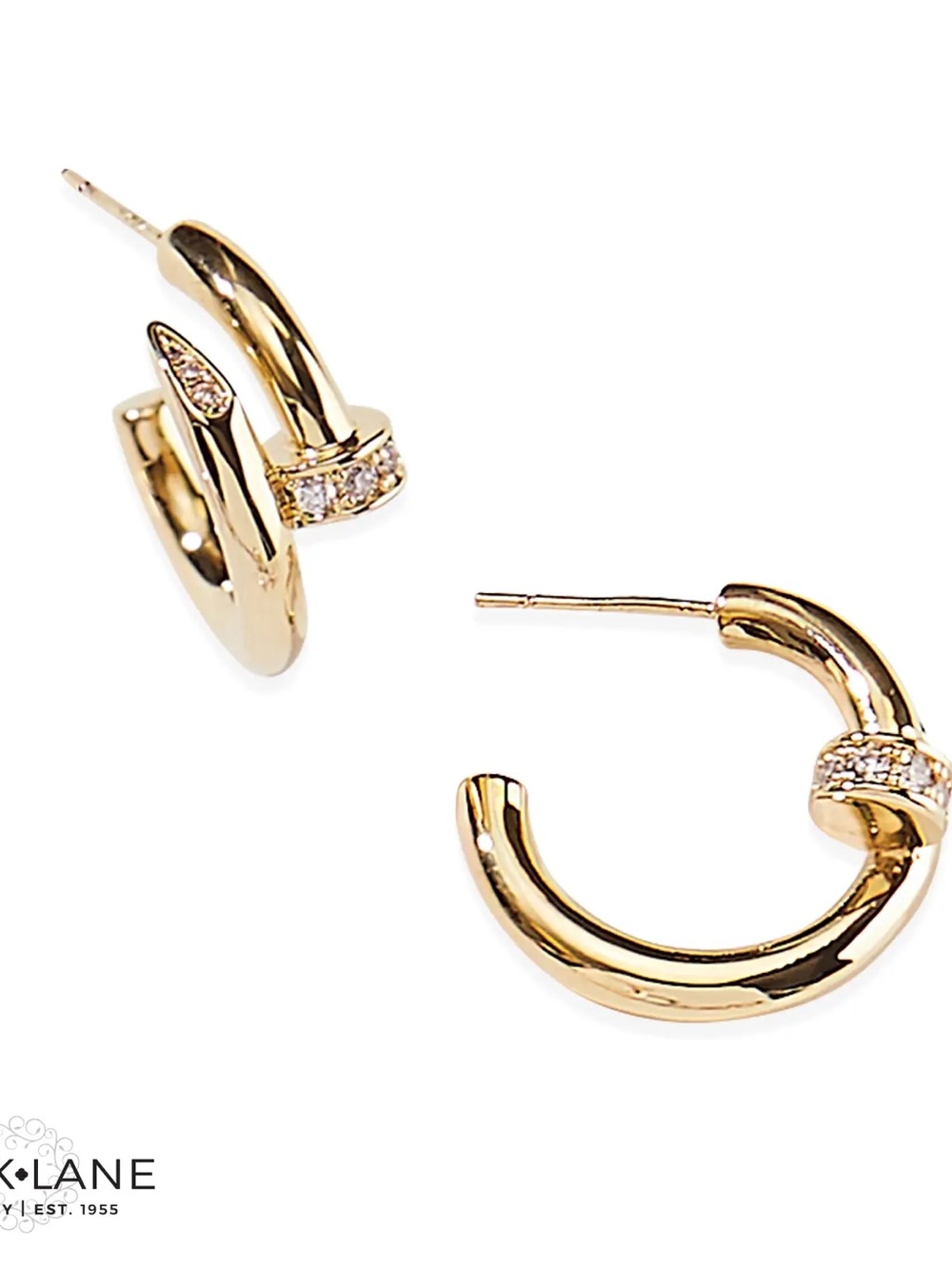 Park Lane Crest Gold Hoop Earrings - Picture 2 of 3